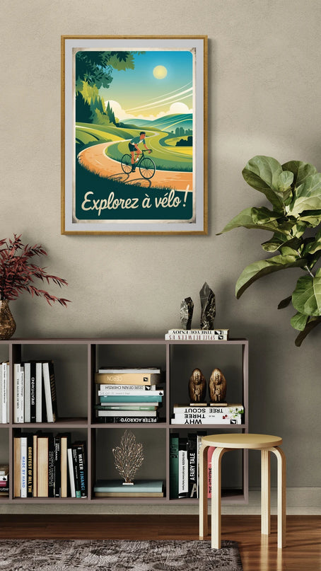 Affiche vintage piste cyclable