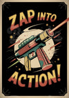 Affiche pistolet laser rétro Zap into Action