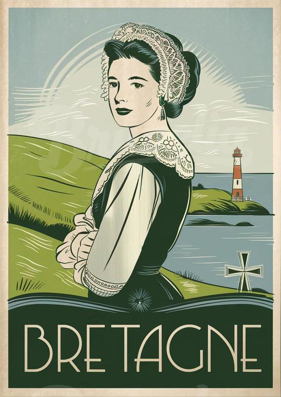 Affiche vintage coiffe bretonne