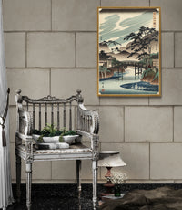 Affiche pont japonais et paysage asiatique traditionnel