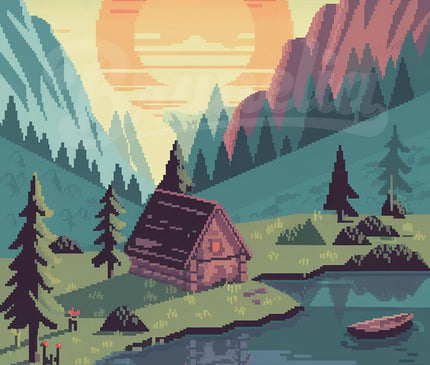 Affiche vintage pixel-art nostalgie