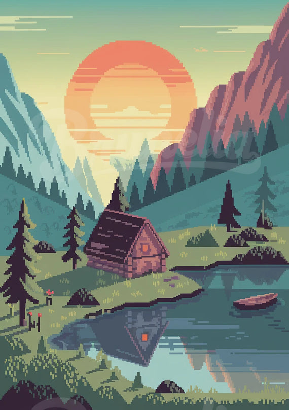 Affiche vintage pixel-art nostalgie