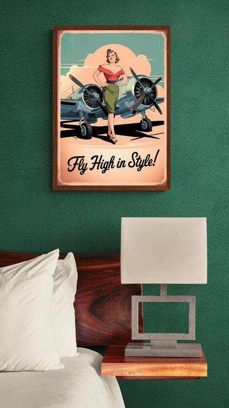 Affiche pin-up et avion vintage 1