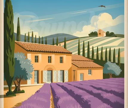 Affiche vintage mas provençal