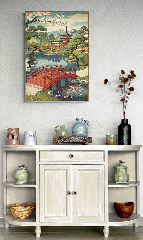 Affiche jardins japonais vintage