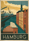 Affiche Hambourg port industriel Art déco