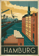 Affiche Hambourg port industriel Art déco