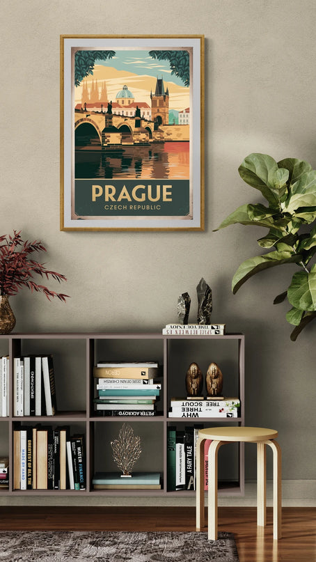 Affiche ambiance bohème Prague rétro 1