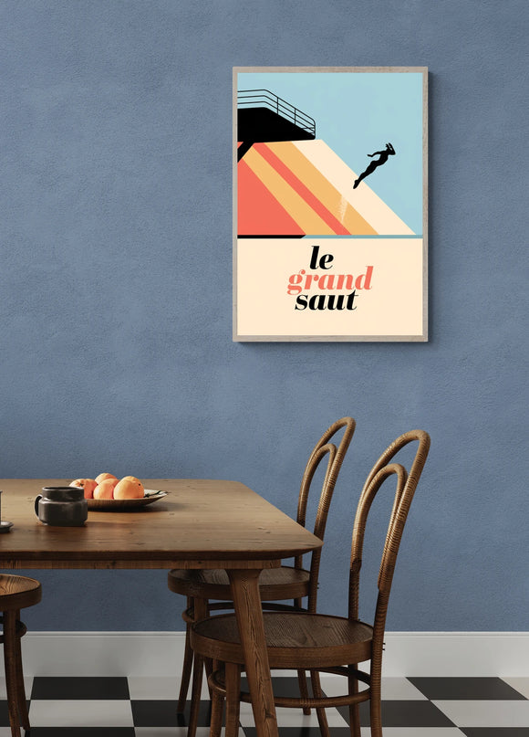 Affiche plongeoir vintage