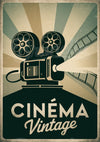 Affiche projecteur cinéma rétro avec bobines de film