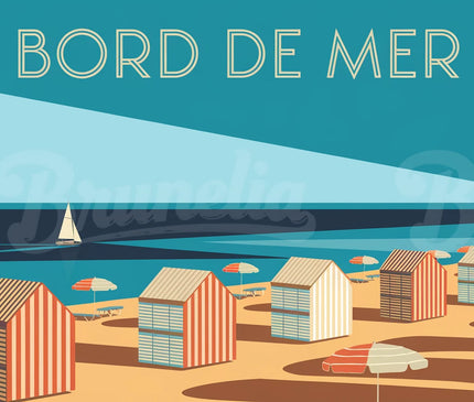 affiche rétro bord de mer