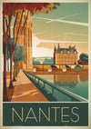 Affiche Cathédrale et fleuve style Art déco Nantes