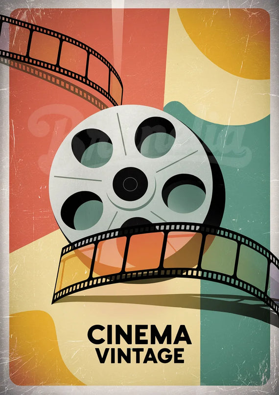 Affiche vintage bobine de film rétro
