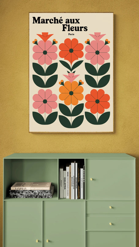 Affiche vintage marché aux fleurs