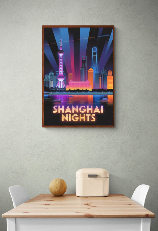 Affiche ambiance nocturne rétro Shanghai