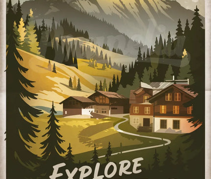 affiche montagne vintage