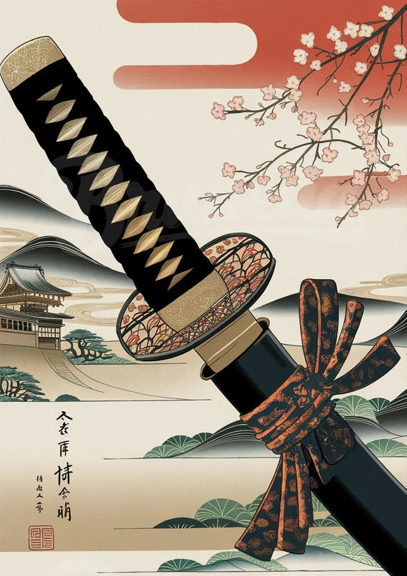 Affiche vintage katana ancien