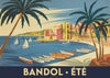 Affiche Bandol Été port méditerranéen bateaux palmiers