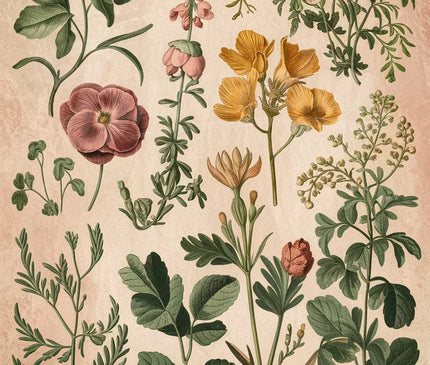 Affiche fleurs méditerranéennes rétro