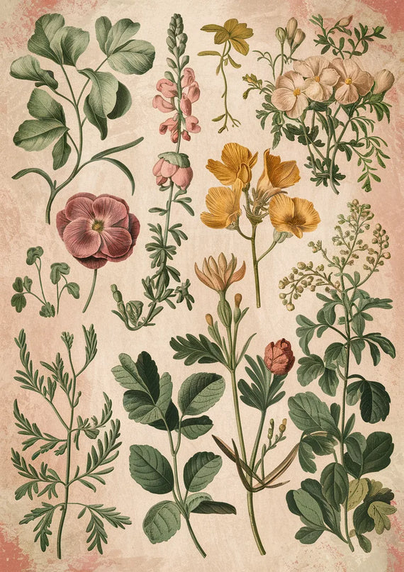 Affiche fleurs méditerranéennes rétro