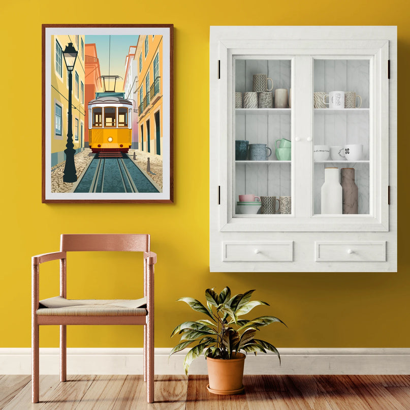 Affiche tramway vintage Lisbonne 1