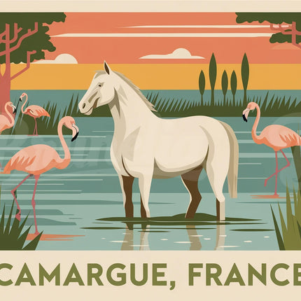 affiche vintage camargue