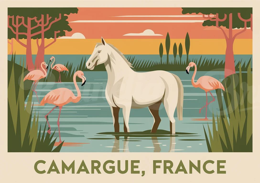 affiche vintage camargue