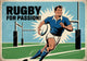 Affiche du rugbyman passionné style rétro années 1950