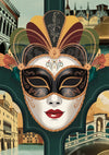 Affiche masque carnaval vénitien style Art Déco