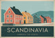 Affiche Scandinavia maisons nordiques couleurs pastel