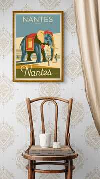 Affiche Éléphant Art déco rétro Nantes
