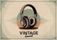 Affiche rétro casque audio Vintage Sound années 70
