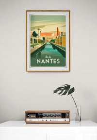 Affiche Canal turquoise architecture Art déco Nantes