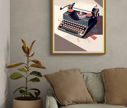 Affiche machine à écrire rétro