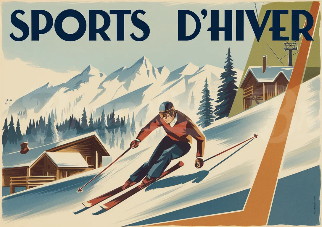 Affiche Skieur Alpin Vintage Années 1930