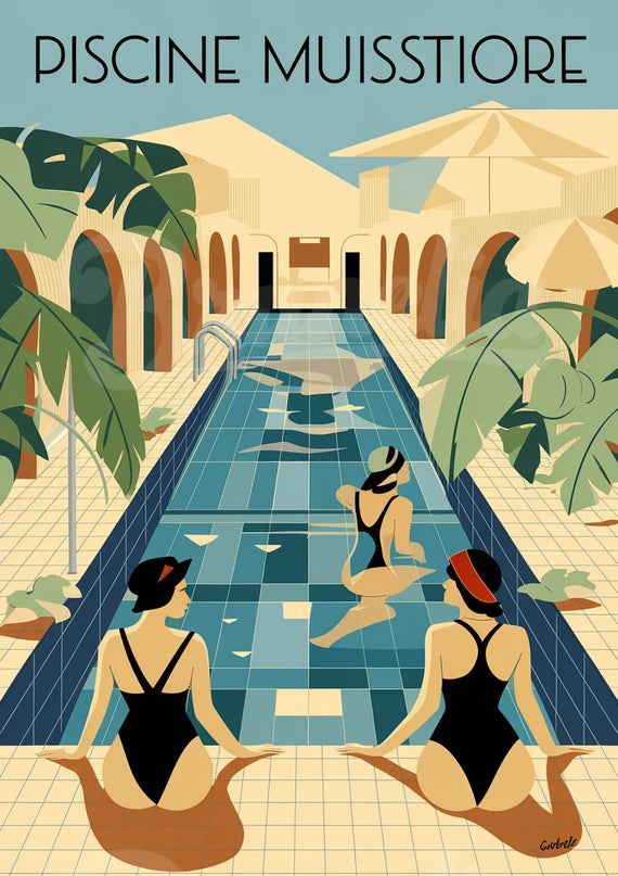 affiche vintage piscine