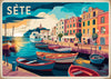 Affiche Sète port méditerranéen bateaux colorés
