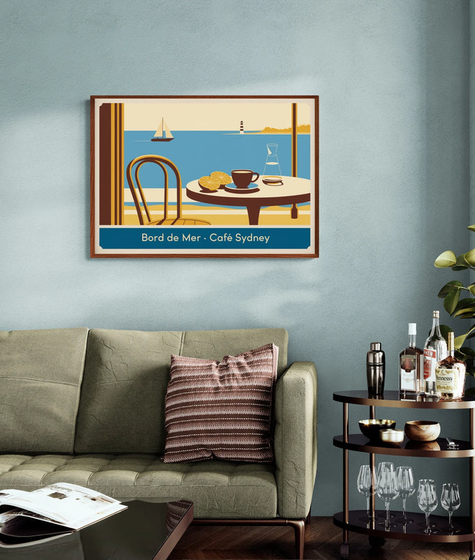 Affiche café bord de mer vintage Sydney