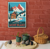 Affiche Mont Blake station de ski alpine vintage