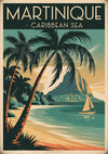 Affiche Martinique Caribbean Sea avec palmiers et voilier
