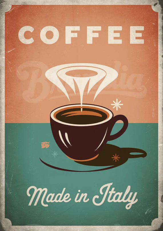 Affiche boîte café rétro