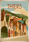 Affiche Thiers architecture médiévale style rétro