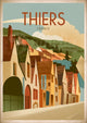 Affiche Thiers architecture médiévale style rétro