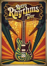 Affiche guitare psychédélique – Vibrance rétro et dynamique