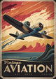 Affiche bombardier Art déco étoile US falaises rouges