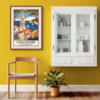 Affiche Collioure clocher Notre-Dame voiliers Vermeille