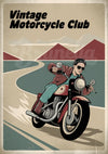 Affiche Vintage Motard sur Route de Montagne