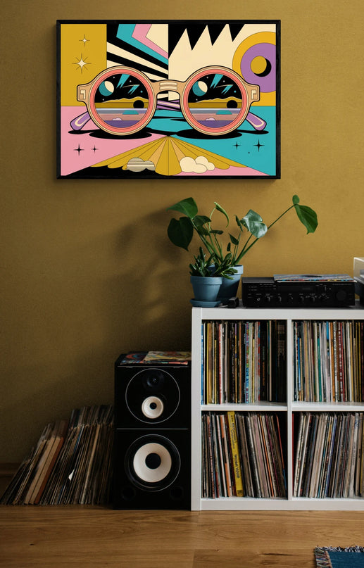 Affiche lunettes de soleil rétro