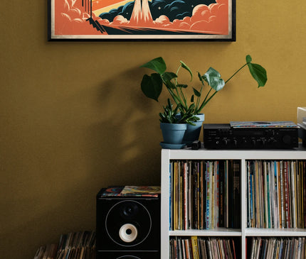 Affiche vintage lancement de fusée rétro