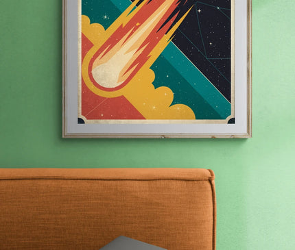 Affiche vintage météorites rétro